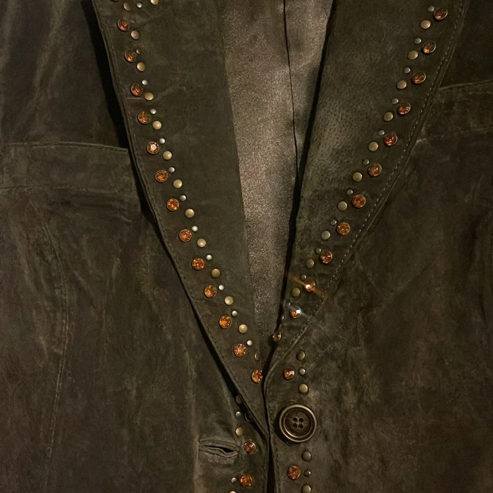 Studded leather suede jacket - Picture 2 of 4